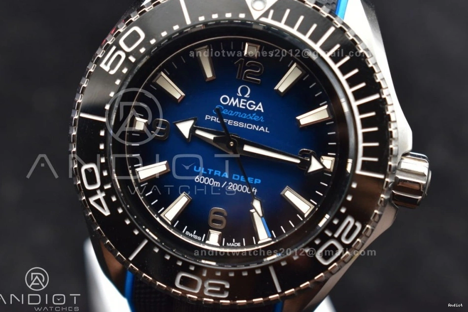 Ultra Blue 1:1 Ceramic 6000M Rubber Black Black SS Seamaster Dial TF Strap Best A2824 Bezel Deep Edition on 1218